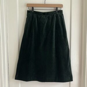 Vintage Green Cotton Velvet A-Line Skirt Size Smalll
